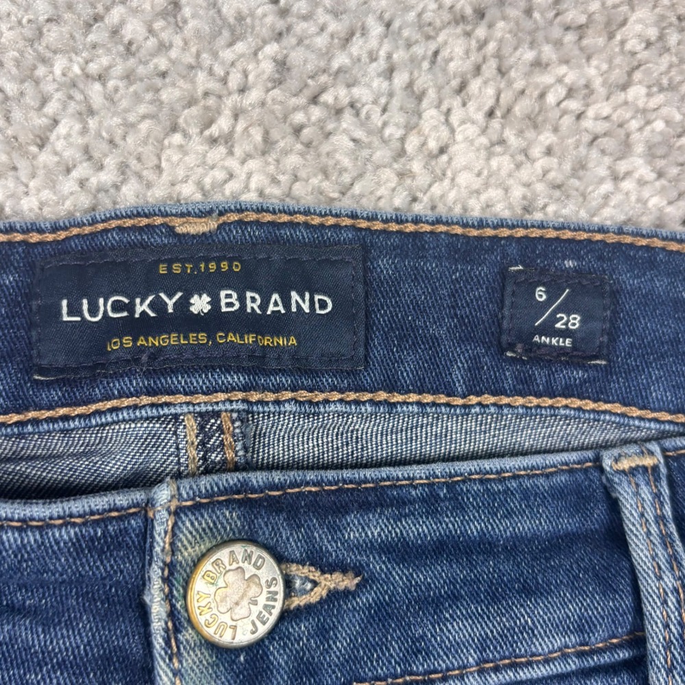 Lucky Brand Bridgette Skinny Jeans Womens 6/28 Dark Wash Candiani Denim Ankle - Picture 3 of 16